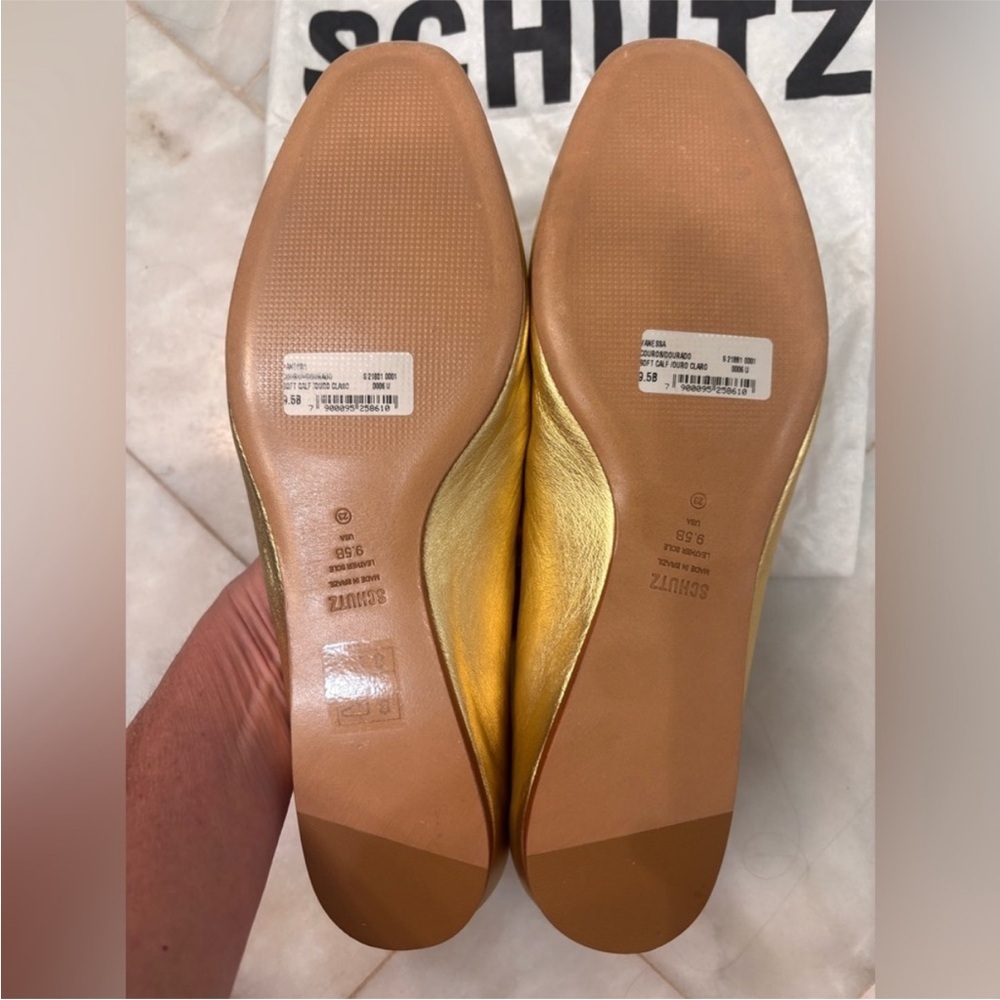 ❤️🔥Schutz - Gold Touro Ballet Flats - 9.5 - Picture 5 of 5